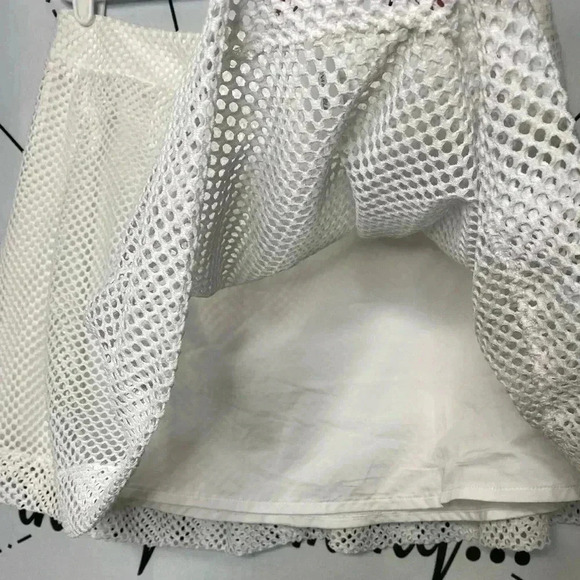 Banana Republic White Mesh Skater Mini Skirt - Picture 2 of 5